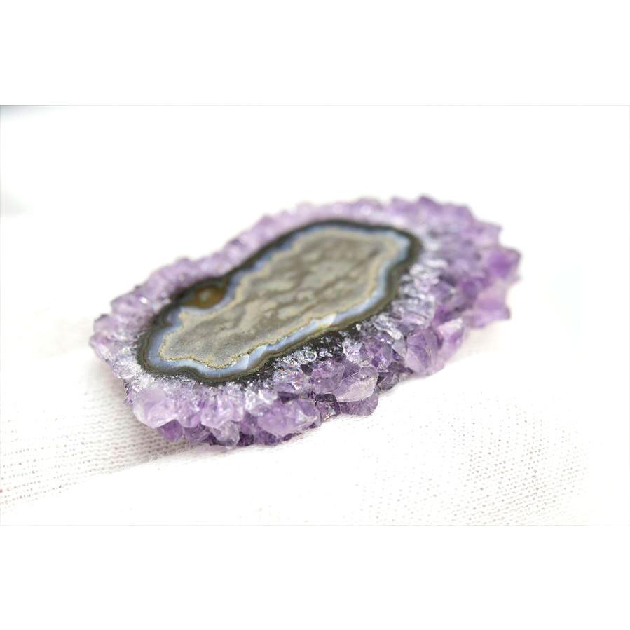 フラワーアメジスト スライス スタラクタイト 約12.9g 原石 ウルグアイ