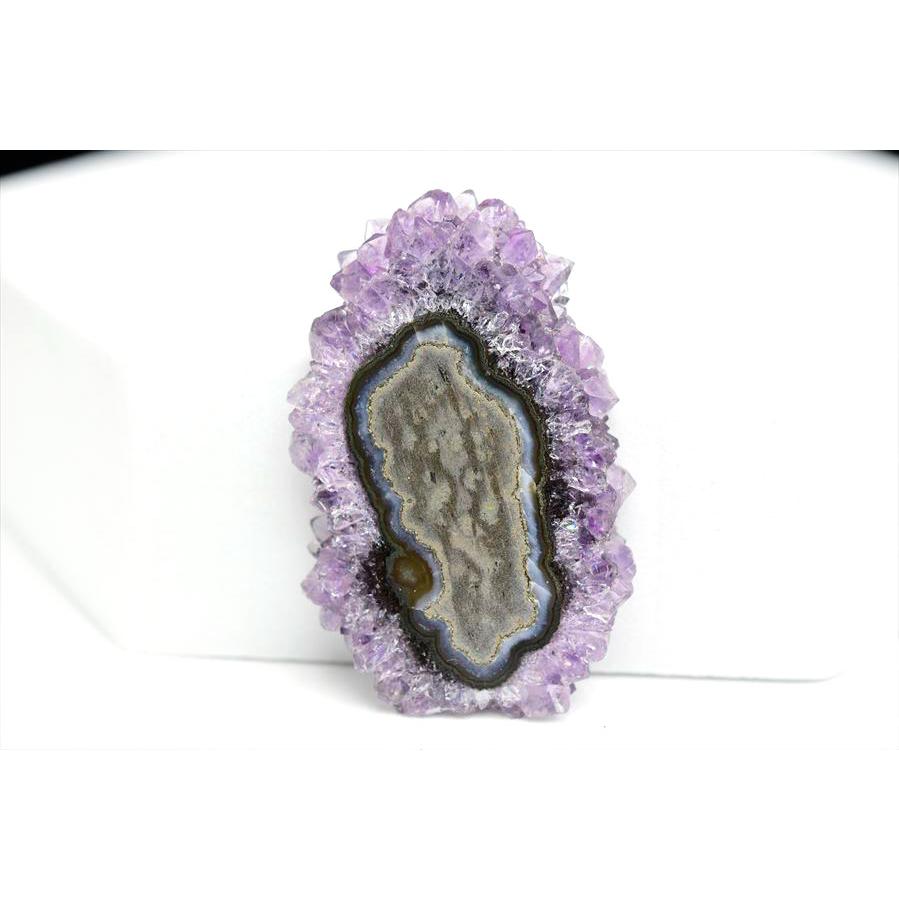 フラワーアメジスト スライス スタラクタイト 約12.9g 原石 ウルグアイ
