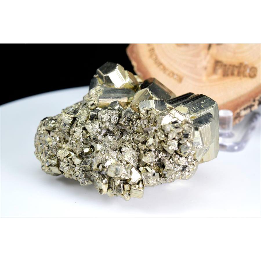 パイライト 黄鉄鉱 クラスター (約390g) 原石 ギラギラ結晶 CUBO