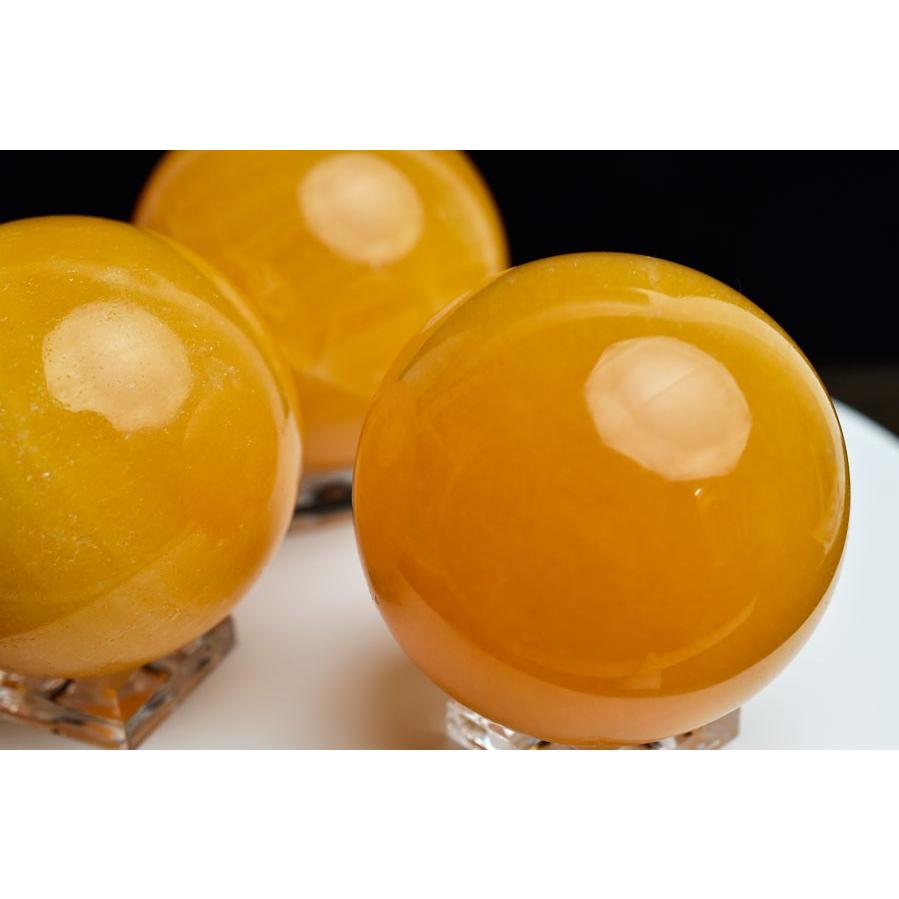 オレンジカルサイト 丸玉 (約50mm珠) スフィア 置物 メキシコ産 台座付