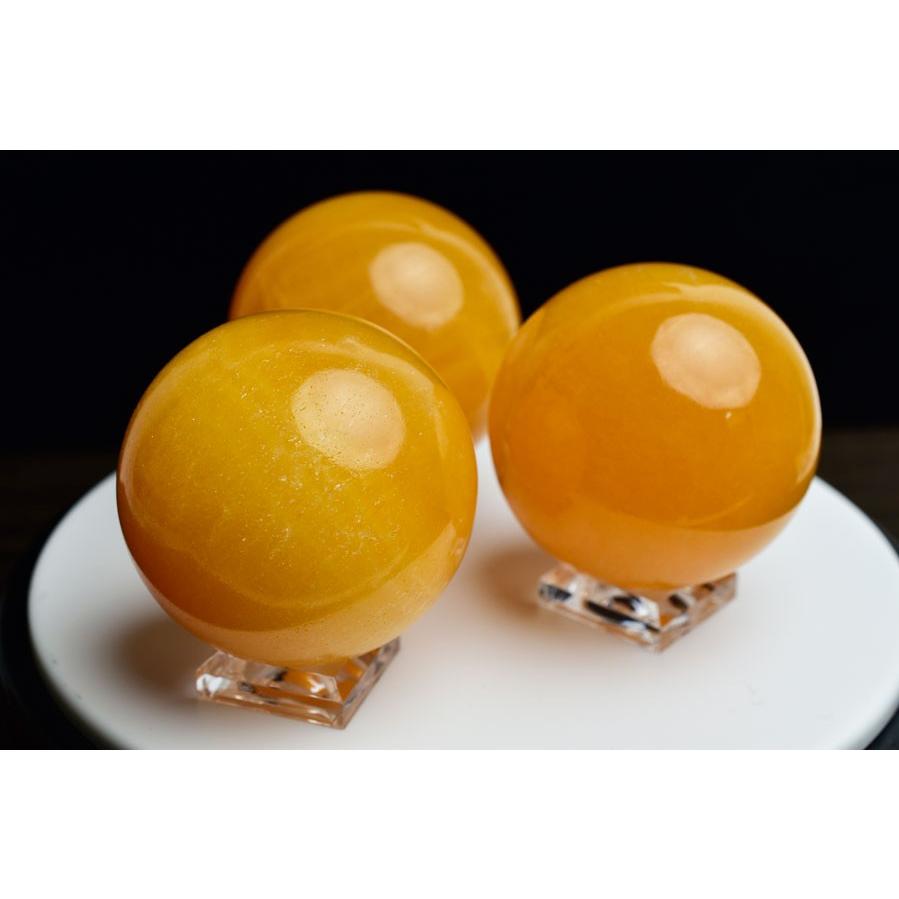 オレンジカルサイト 丸玉 (約50mm珠) スフィア 置物 メキシコ産 台座付