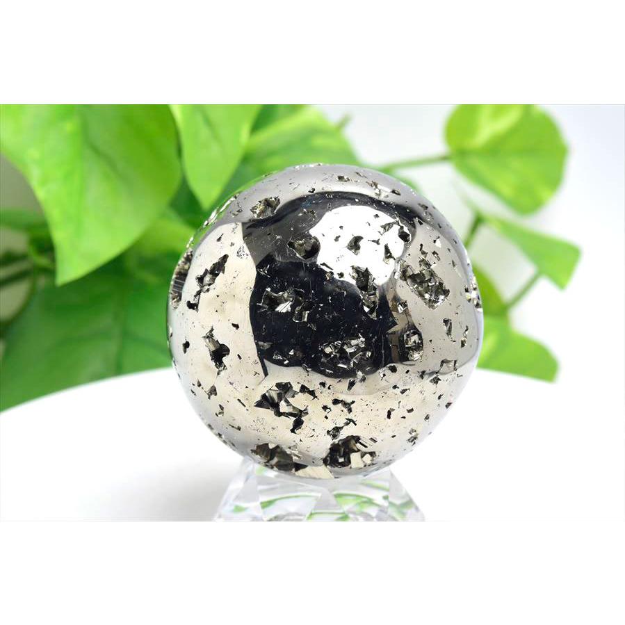 パイライト クラスター 丸玉 (約61.2mm珠) 置物 ペルー ワンサラ鉱山産