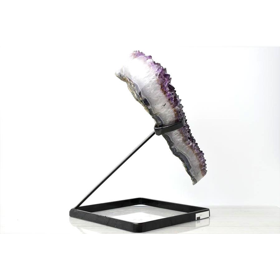 BIG HEART アメジスト ハート型 クラスター メタルベース (約