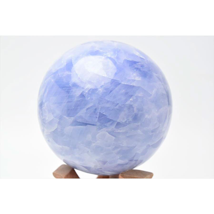 ブルーカルサイト 丸玉 (約117mm珠) 置物 マダガスカル産 コブラ台座