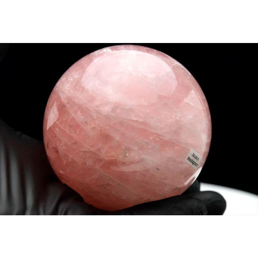 ローズクォーツ 丸玉 (約77.9mm珠) 台座付き スフィア マダガスカル産