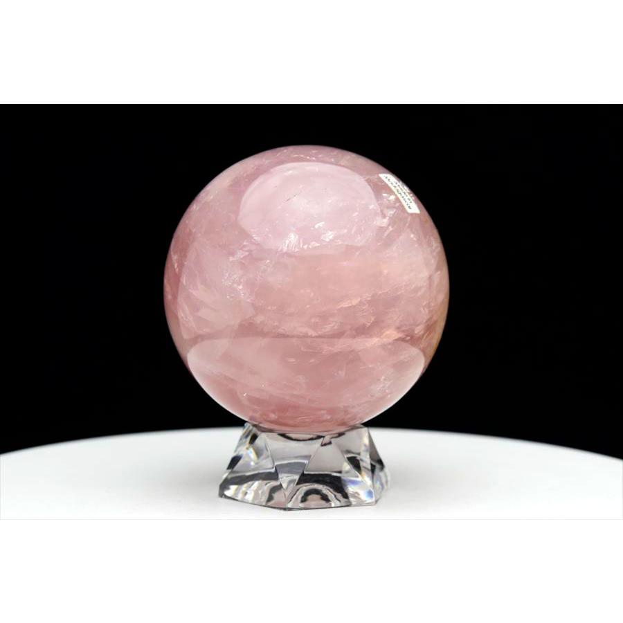 ローズクォーツ 丸玉 (約71.5mm珠) 台座付き スフィア マダガスカル産