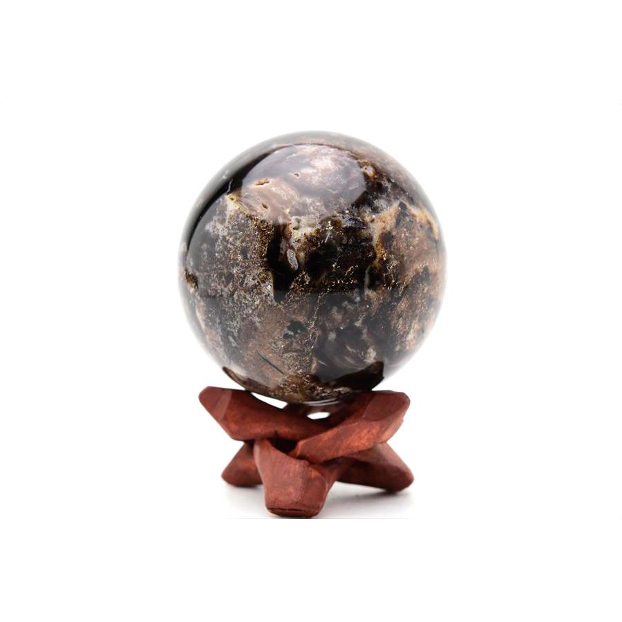 ブラックオパール 丸玉 (約73.8mm珠) 置物 マダガスカル産 コブラ台座