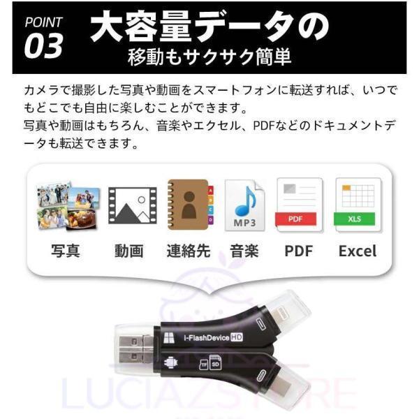 sdカードリーダー iphone android iPad Mac microsd 128gb usb2.0 純正 typec 高速 480MBPS バックアップ データ バック アップ 写真 保存｜upa-st｜07