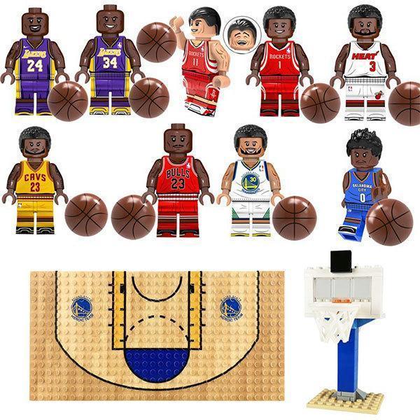 バスケットボール NBA レゴ 互換 コービー ミニフィグ ミニフィギュア 9体セット￥バスケットコート付き キャラクター ブロック 知恵玩具 おもちゃ プレゼント｜upa-st｜02