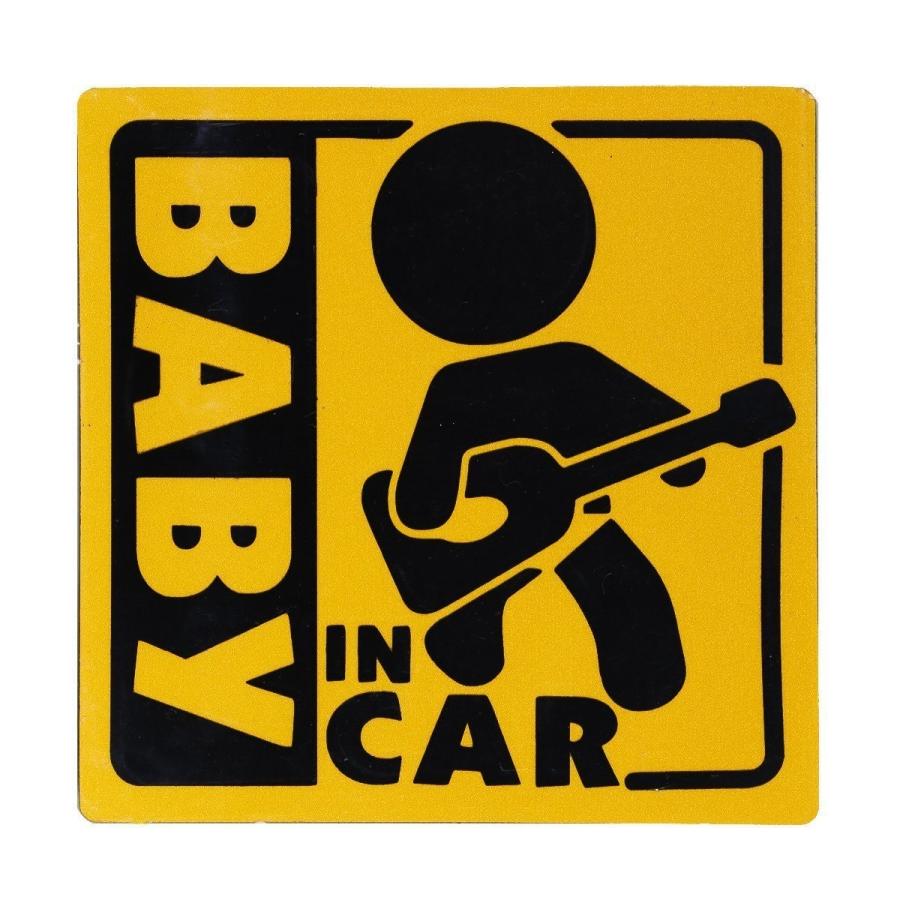 BABY IN SALE 55%OFF CAR 赤ちゃん乗車中 ギター マグネット 外貼り ステッカー 新生児 イエロー 用品 赤ちゃん 黄色 自動車 グッズ 【初売り】 12cm角
