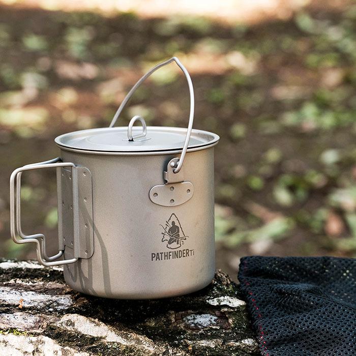 【ほぼ美品】PATHFINDER チタン製アウトドア容器4点セット PATHFINDER／パスファインダー チタン 1100ML ブッシュポット