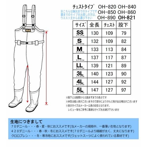 チェストハイ ウェーダー フェルトソール ブラックカモ 胴付長靴 OH
