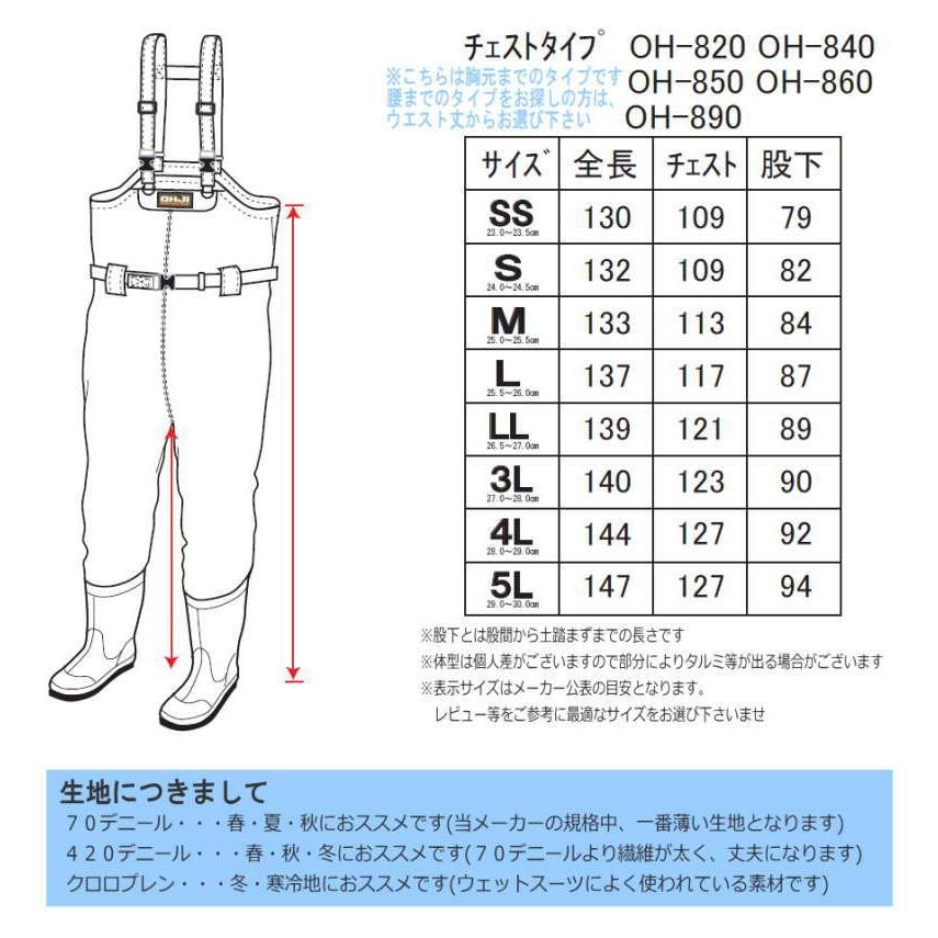 送料込 フェルトソール チェストハイウェーダー 胴長 胴付長靴 ウェダー ウエーダー フェルト底  OH-820 エクセル｜upis777｜05