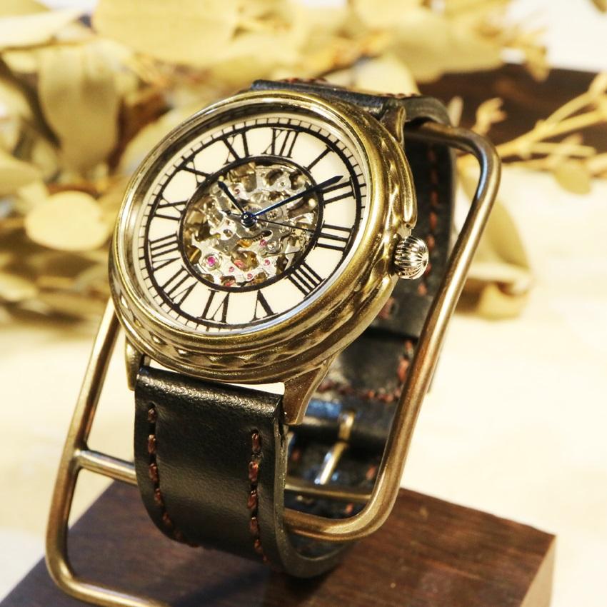 手作り腕時計】日本製 アンティーク 腕時計 真鍮 自動巻き時計 機械式