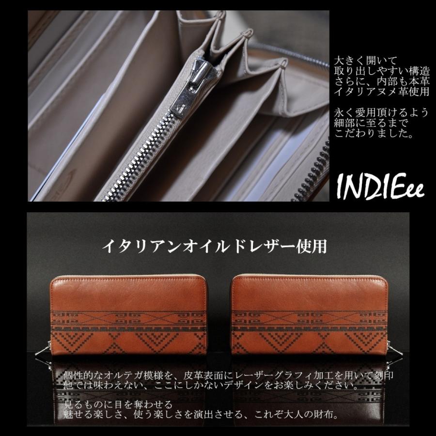 INDIEee インディ 本革 ラウンド ファスナー 長財布 イタリア製