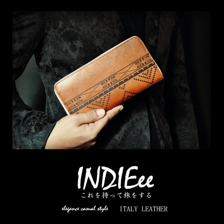 INDIEee インディ 本革 ラウンド ファスナー 長財布 イタリア製