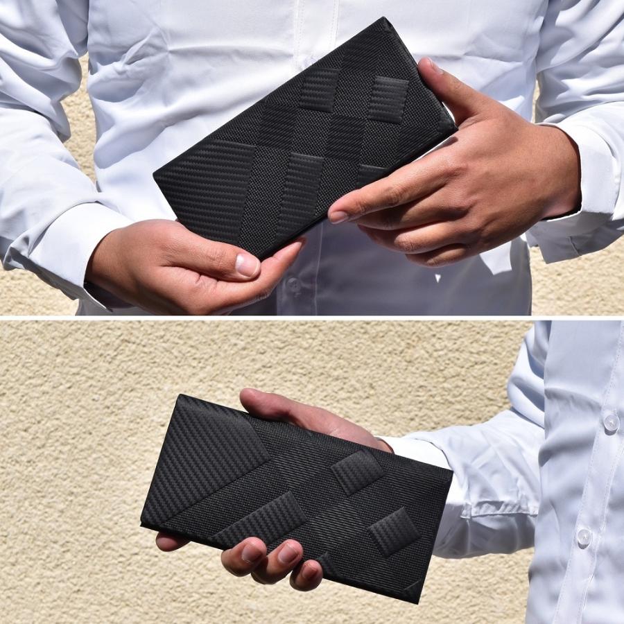 INDIEee インディ 二つ折り長財布 エンボスカーボンレザー 薄マチ