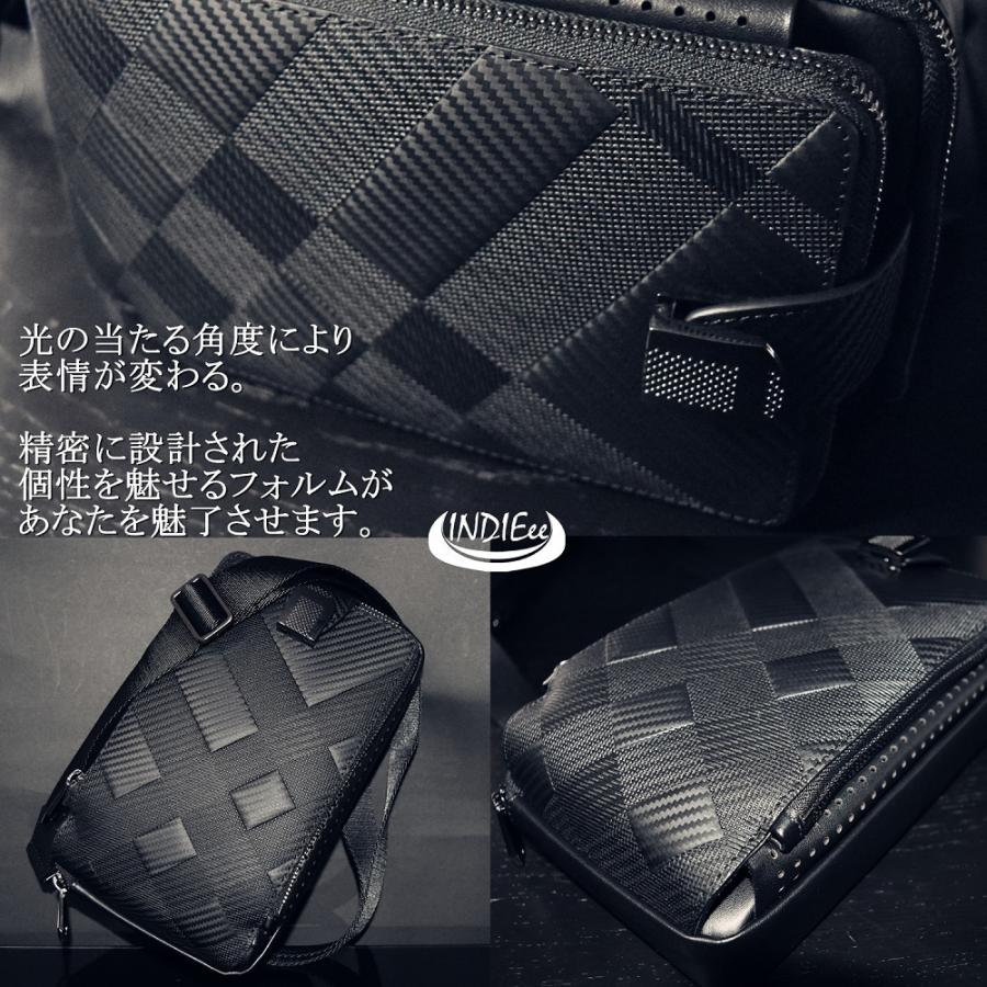 INDIEee インディ ボディバッグ エンボスカーボンレザー バック ケース