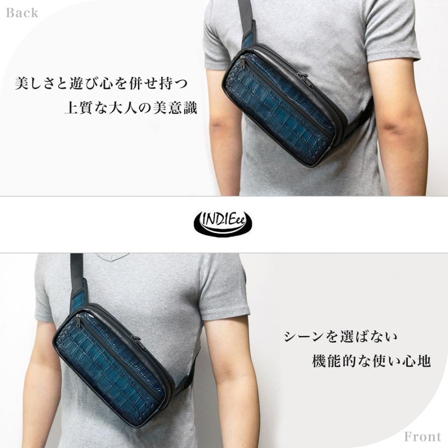 黒 レザー ボディバッグ ジッパーポケット付き COOLBIKERSサングラスプレゼント】DIN MARKET 日本製 SHM レザー