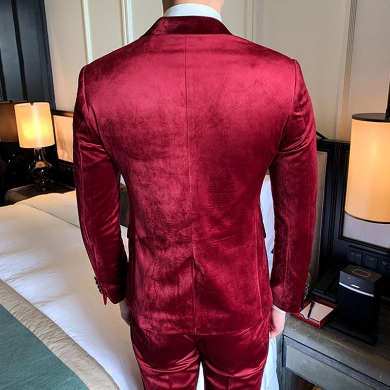 セットアップ　テーラードジャケット　3ピース　ベロア　90s　スーツ　パーティー ベロア タキシード スーツ メンズ 3P セットアップ スーツ