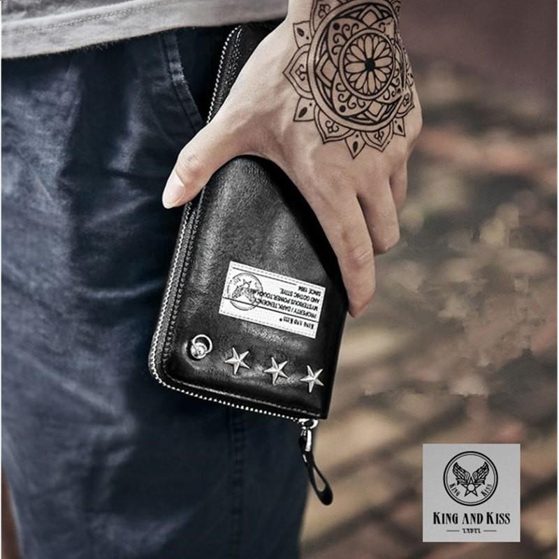 スター スタッズ ラウンドウォレット 長財布 個性的 本革 レザー 男 鞄 モード系 V系 原宿系 ストリート系 人気 韓国系 ケース 黒 インポート Up Kak 8 Indieee Yahoo 店 通販 Yahoo ショッピング