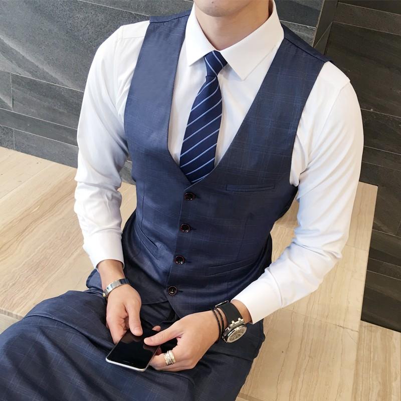 【夏用】新品級 3ピーススーツ 結婚式 ネクタイ付き ネイビー セットアップ 3ピーススーツ ビジネススーツ 結婚式 スリーピース スリーピー