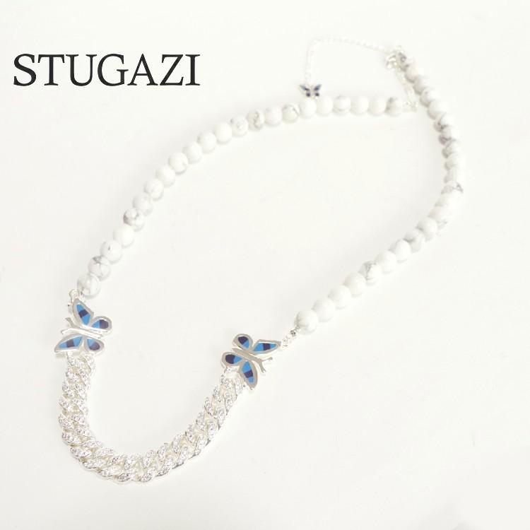 STUGAZI スガジ White turquoise butterfly Necklace ネックレス 男女兼用 ユニセックス 海外セレブ アーティスト ターコイズ ジルコニア 蝶 バタフライ | STUGAZI