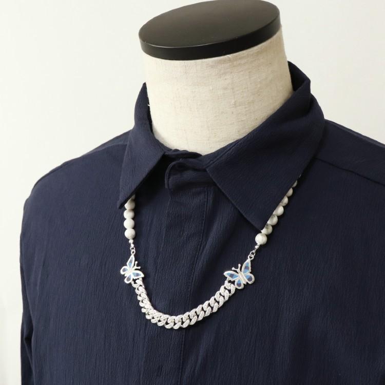 STUGAZI スガジ White turquoise butterfly Necklace ネックレス 男女兼用 ユニセックス 海外セレブ アーティスト ターコイズ ジルコニア 蝶 バタフライ | STUGAZI | 01