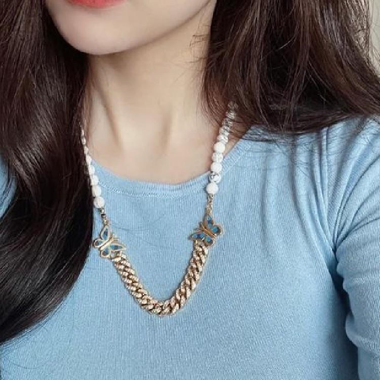 STUGAZI スガジ White turquoise butterfly Necklace ネックレス 男女兼用 ユニセックス 海外セレブ アーティスト ターコイズ ジルコニア 蝶 バタフライ | STUGAZI | 02