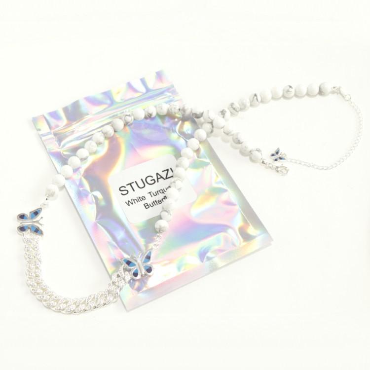 STUGAZI スガジ White turquoise butterfly Necklace ネックレス 男女兼用 ユニセックス 海外セレブ アーティスト ターコイズ ジルコニア 蝶 バタフライ | STUGAZI | 07