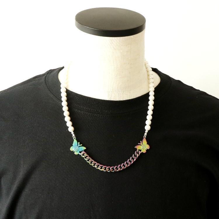 STUGAZI スガジ Shining Rainbow Butterfly ネックレス 男女兼用 パール レインボー メンズ レディース ユニセックス 蝶 HIPHOP ヒップホップ ストリート K-POP | STUGAZI | 01