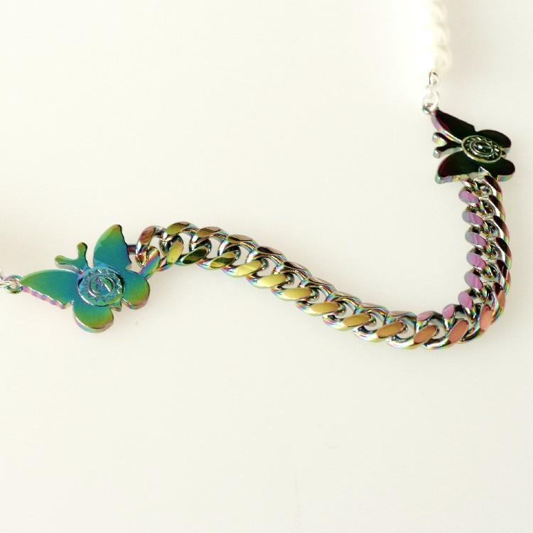 STUGAZI スガジ Shining Rainbow Butterfly ネックレス 男女兼用 パール レインボー メンズ レディース ユニセックス 蝶 HIPHOP ヒップホップ ストリート K-POP | STUGAZI | 03