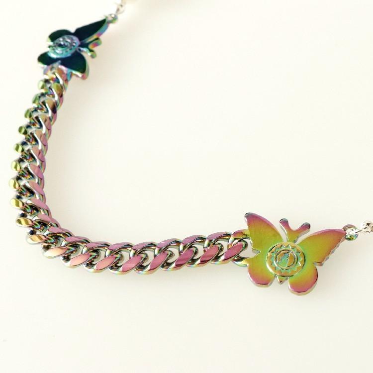 STUGAZI スガジ Shining Rainbow Butterfly ネックレス 男女兼用 パール レインボー メンズ レディース ユニセックス 蝶 HIPHOP ヒップホップ ストリート K-POP | STUGAZI | 04