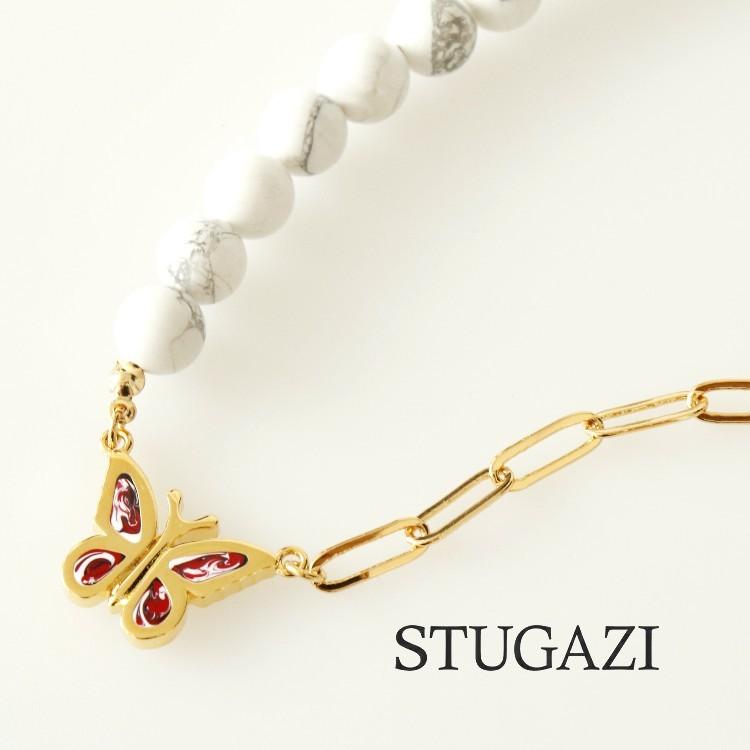 STUGAZI スガジ White Turquoise Amor Butterfly ネックレス ターコイズ 男女兼用 メンズ レディース ユニセックス HIPHOP ヒップホップ ストリート K-POP | STUGAZI