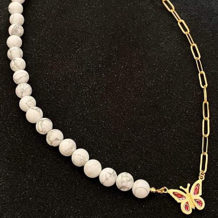 STUGAZI スガジ White Turquoise Amor Butterfly ネックレス ターコイズ 男女兼用 メンズ レディース ユニセックス HIPHOP ヒップホップ ストリート K-POP | STUGAZI | 03