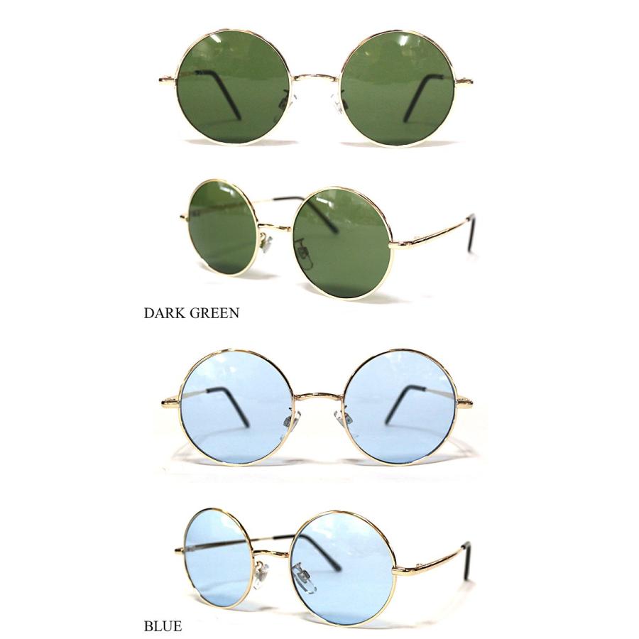 ラウンドフレーム カラーレンズ サングラス ブルー グリーン レッド イエロー |  | 01