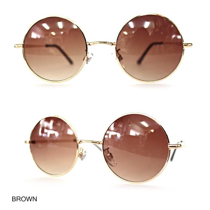 ゴールド細フレーム丸型サングラス ラウンド サングラス レディース グリーン ブラウン メンズ |  | 02