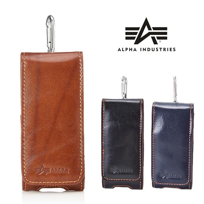 ALPHA アルファ イタリアンレザー 携帯ケース 縦型 ベルト通し スマホケース カラビナフック付き | Alpha Industries