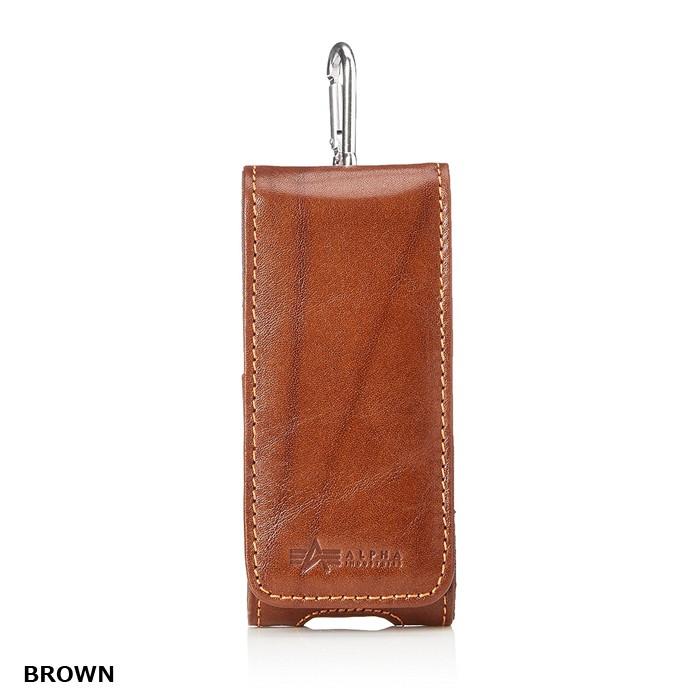 ALPHA アルファ イタリアンレザー 携帯ケース 縦型 ベルト通し スマホケース カラビナフック付き | Alpha Industries | 02