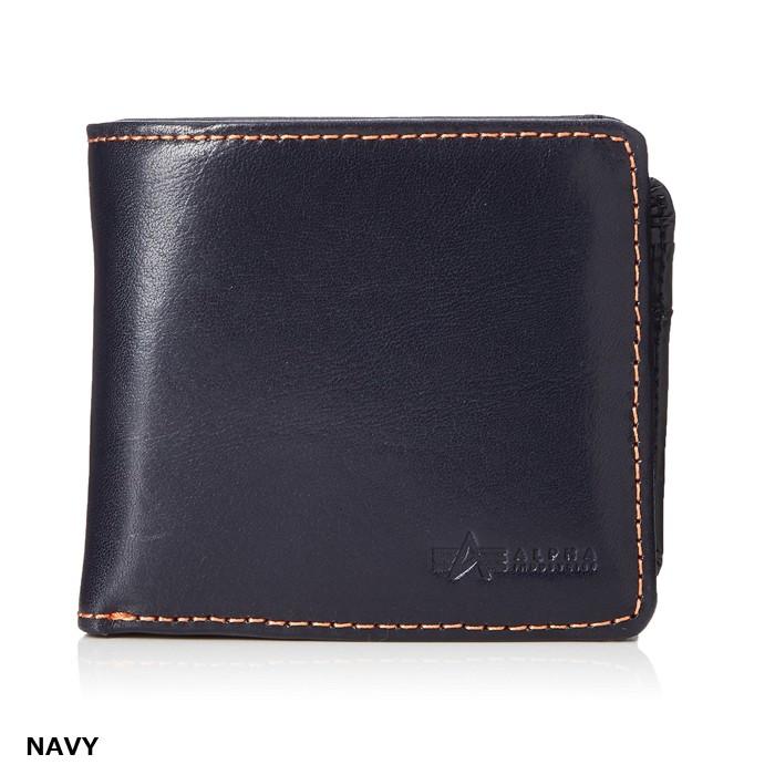 ALPHA アルファ イタリアンレザー 二つ折り財布 ウォレット メンズ ボックス型小銭入れ 大容量 高品質 男性用 革 | Alpha Industries | 03