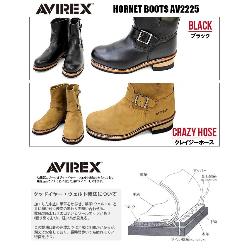 AVIREX U.S.A アヴィレックス ブーツ ホーネット アビレックス HORNET AV2225 エンジニアブーツ｜upper-gate｜02