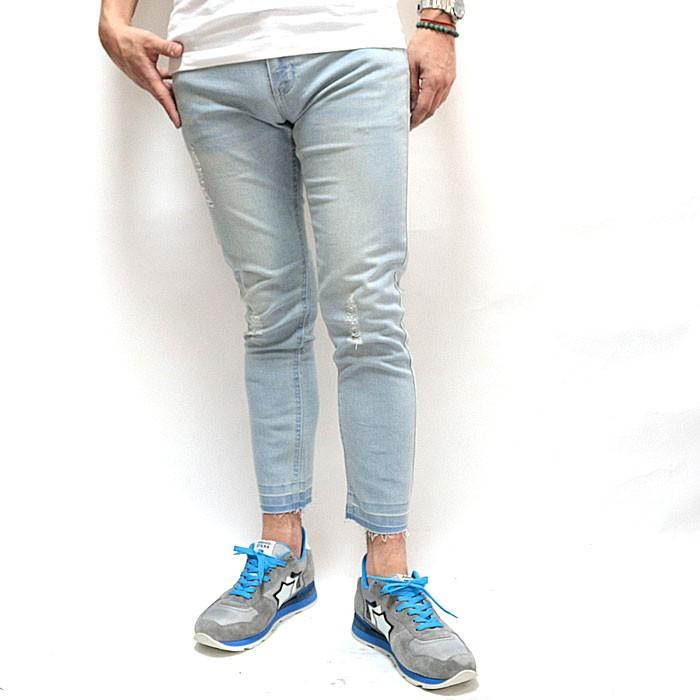 AZ by junhashimoto エーゼイ バイ ジュンハシモト クラッシュ ダメージデニムパンツ メンズ おしゃれ サックス ブルー ダメージ加工 |  | 05