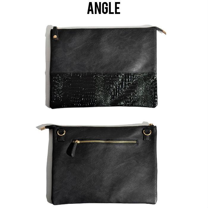 アニマルデザイン バイカラー クロコダイル 型押しクラッチバッグ バッグ セカンド ショルダーバッグ ユニセックス |  | 04