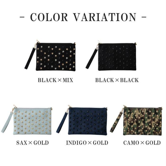 星スタッズクラッチバッグ 手持ち 鞄 カバン ユニセックス 男女兼用 BITTER系 ビター系 |  | 06