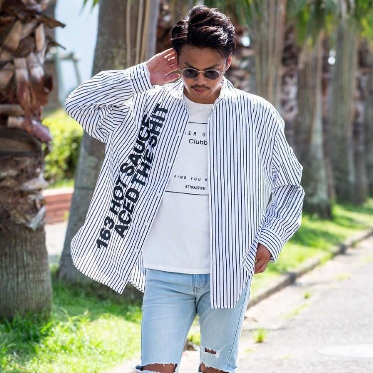 【SALE50%OFF】163 イチロクサン プリントデザイン ビッグ シャツ メンズ トップス |  | 01