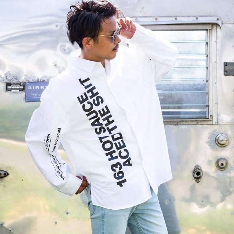 【SALE50%OFF】163 イチロクサン プリントデザイン ビッグ シャツ メンズ トップス |  | 02