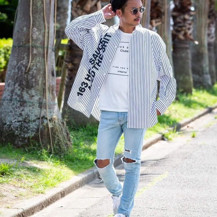 【SALE50%OFF】163 イチロクサン プリントデザイン ビッグ シャツ メンズ トップス |  | 06