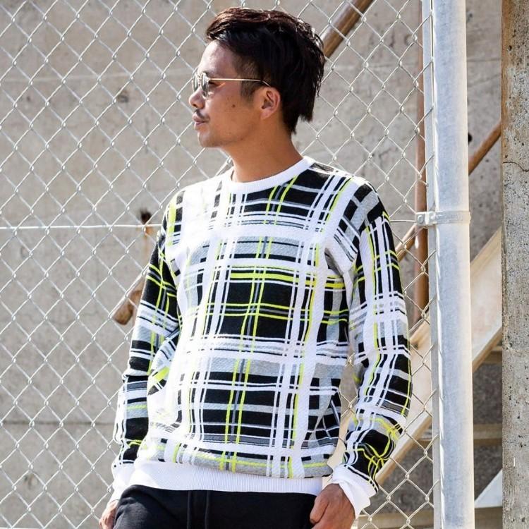 SALE50%OFF 163 イチロクサン ビッグチェック ニット プルオーバー フーディー ニットセーター メンズ パーカー |  | 02