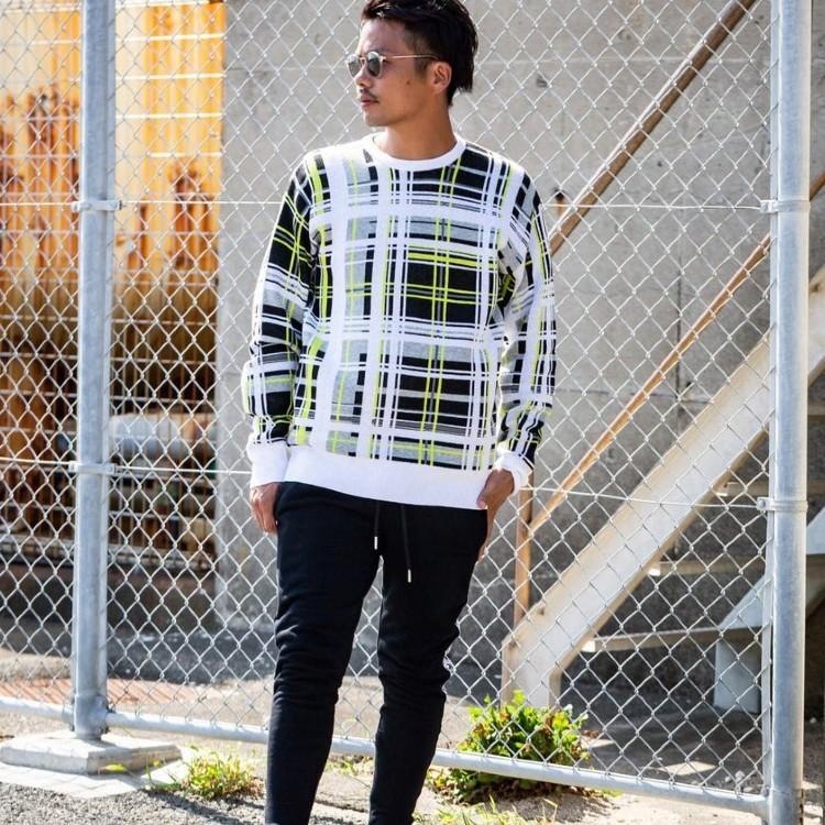 SALE50%OFF 163 イチロクサン ビッグチェック ニット プルオーバー フーディー ニットセーター メンズ パーカー |  | 04