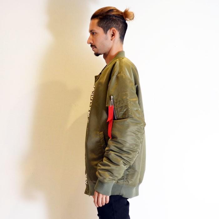 163byAKM(イチロクサンバイエイケイエム) ロゴプリントMA-1ジャケット(バーガンディ/ブラック/カーキ) |  | 02